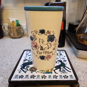 Opalhouse Cat Mom White Ceramic Coffee Tea Travel Mug Cup Stoneware